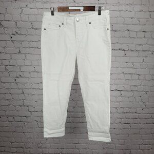 True Religion White Halle Mid Rise Capri Stretch Tapered Jeans 33 (33x25)